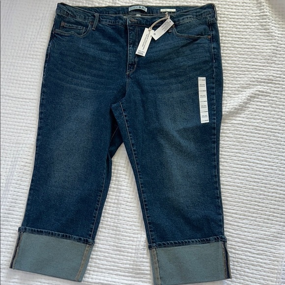 Code Bleu Deep Blue Denim JeansSize 20W High Rise Straight Leg New - Picture 3 of 13